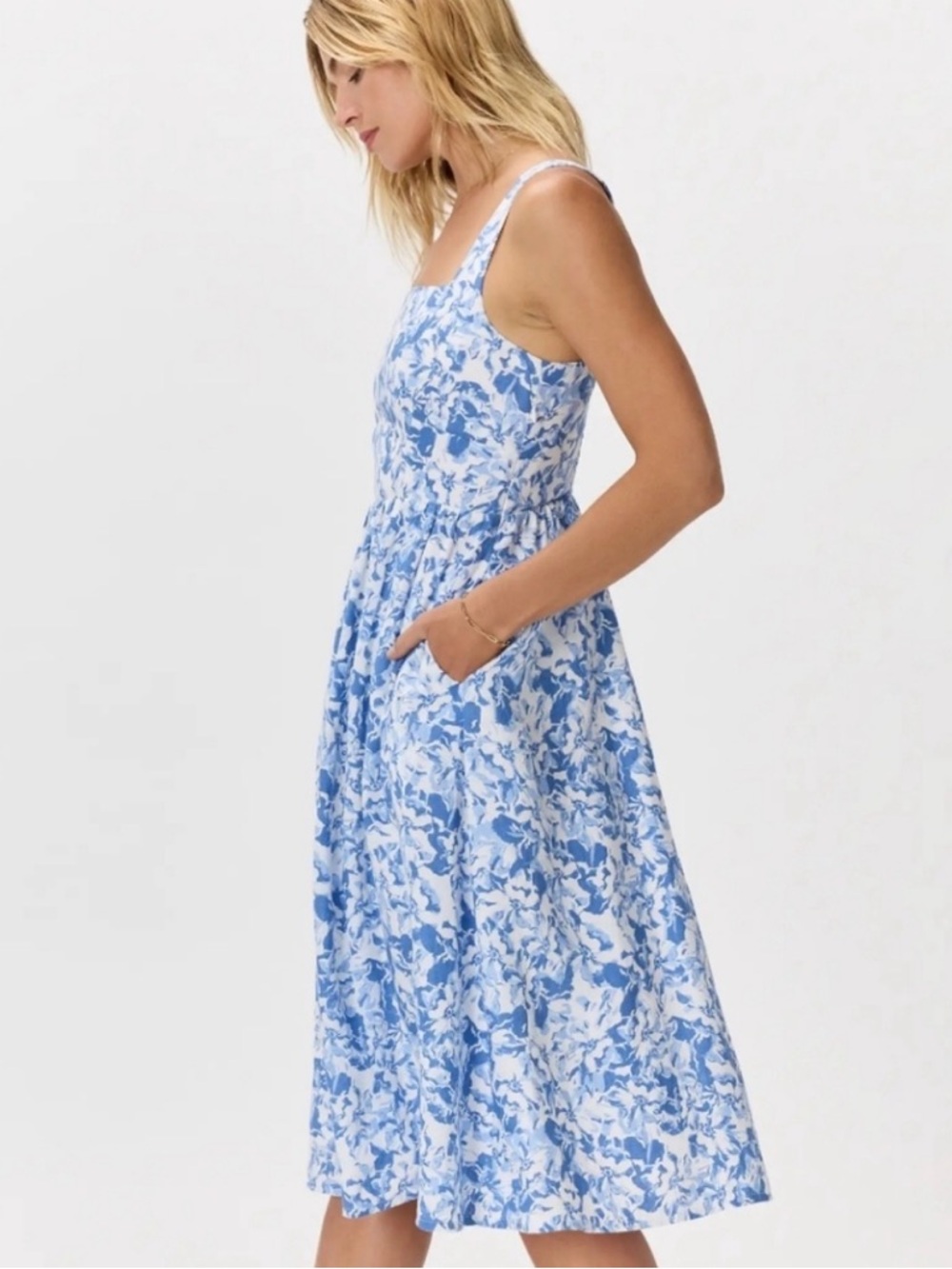 QUINCE 100% European Linen Fit and Flare Midi Dress size Large - Picture 2 of 9